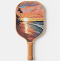 Custom Monogram Tropical Beach Sunset Pickleball Paddle