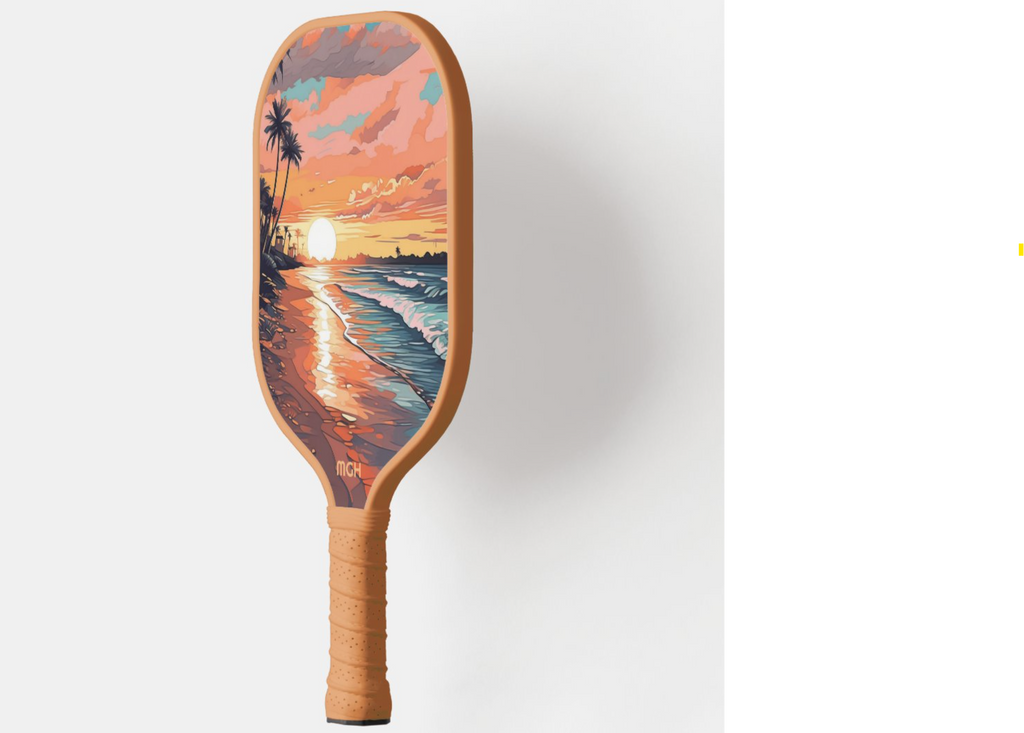 Custom Monogram Tropical Beach Sunset Pickleball Paddle